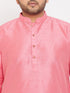 Vastramay Men's Plus Size Pink Silk Blend Kurta Pyjama Set